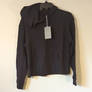 Nwt Everlane SzS small Black organic cotton hoodie solid pullover hood basic new